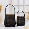 Gift Decorative Lantern With LED String Light - Black (Set of 2)