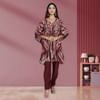 Deep Red Muslin Kaftan Set Online