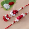 Gift Designer Bhaiya-Bhabhi Rakhi with Velvet Dryfruit Gift Box
