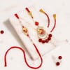 Shop Designer Ganesha Rakhi Set for Bhaiya Bhabhi with Roli Chawal
