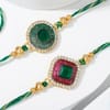 Gift Designer Semi-Precious Stone Rakhi with Soan Papdi
