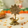 Gift Divine Gold Finish Lotus Brass Diya