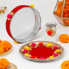 Divine Gota Work Pooja Thali Set For Karwa Chauth Online