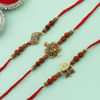 Gift Divine Rudraksh Antique Rakhi (Set of 3)
