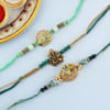 Gift Divinity CZ And Pearl Rakhi (Set of 3)