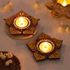 Gift Diwali Flower Tealight Holders - Set of 2