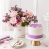 Dreamy Purple Blooms and Cake Combo Online