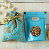 Gift Dry Fruits Potli with Decorative Marble Puja Thali