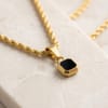 Gift Elegant Black Onyx Pendant Gold Necklace for Dad