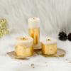 Elegant Cinnamon Roll White Gold Pillar Candles - Set Of 3 Online