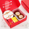 Shop Elegant Kundan Rakhi Set Of 2 With Besan Laddoos