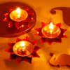 Gift Elegant Lotus Diya - Set Of 3 - Pink