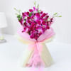 Elegant Purple Orchids Ribbon Bouquet Online