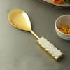 Buy Elegant White And Gold Serving Spoons
