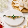 Emrald Stone Rakhi with Kaju Katli