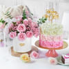 Enchanting New Year Pink Bloom And Cake Combo Online