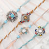 Enthralling Blue Stone Rakhi Set Of 4 Online