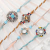 Enthralling Blue Stone Rakhi Set Of 4 Online