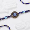 Gift Evil Eye Rakhi With Kaju Katli