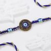 Gift Evil Eye Rakhi With Kaju Katli