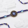 Gift Evil Eye Rakhi With Kaju Katli