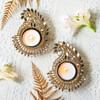 Gift Exquisite Mirror Embellished Mayur Pankhi Diyas - Set Of 2