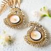 Buy Exquisite Mirror Embellished Mayur Pankhi Diyas - Set Of 2