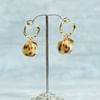 Gift Fancy Golden Ring and Animal Print Pom Pom Earring