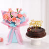 Floral Blooms and Chocolate Noir Gateau Cake Birthday Combo