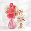 Floral Cake with Elegant Flower Bouquet