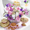 Buy Floral Delight And Treats Metal Basket New Year Hamper