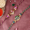 Gift Floral Meena And Pearl Rakhi (Set of 2)