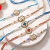 Gift Floral Meenakari Kundan Rakhi Set with Kaju Katli