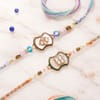 Shop Floral Meenakari Kundan Rakhi Set with Kaju Katli