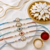 Floral Meenakari Kundan Rakhi Set with Kaju Katli Online