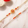 Gift Floral Wheel and Beaded Designer Rakhi Set of 2