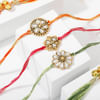 Gift Florid Kundan Work Rakhi - Set Of 3