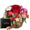 Flower arrangement 'Christmas Story' with fairy lights and A