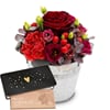 Flower arrangement 'Red Symphony' with Munz bar of chocolate