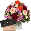 Flower bouquet 'Birthday' with Munz bar of chocolate 'Heart'