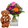 Flower bouquet 'Blossom Beauty' with teddy bear 'Bruno'