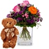 Flower bouquet 'Blossom Beauty' with teddy bear 'Bruno'