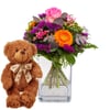 Flower bouquet 'Blossom Beauty' with teddy bear 'Bruno'