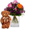 Flower bouquet 'Blossom Beauty' with teddy bear 'Bruno'