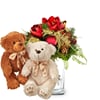 Flower bouquet 'Christmas' with two teddy bears 'Bianca Brun
