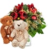 Flower bouquet 'Christmas' with two teddy bears 'Bianca Brun