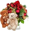 Flower bouquet 'Christmas' with two teddy bears 'Bianca Brun