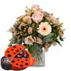 Flower bouquet Delicate Colors with Munz chocolate ladybird