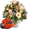 Flower bouquet Delicate Colors with Munz chocolate ladybird