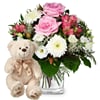 Flower bouquet 'Delicate Winter Romance' with teddy bear 'Bi